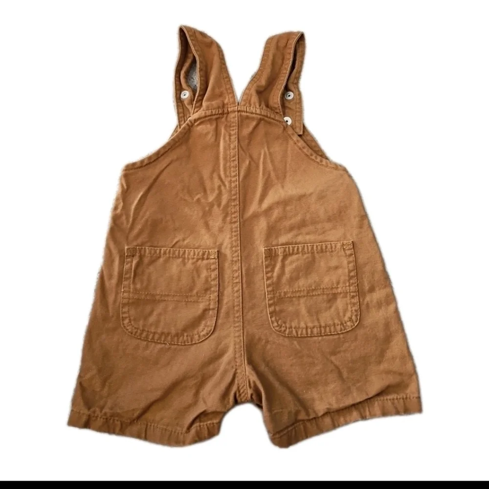 Carhartt Unisex Brown Cotton Snap Bottom Baby Classic Overall Shorts 18M
